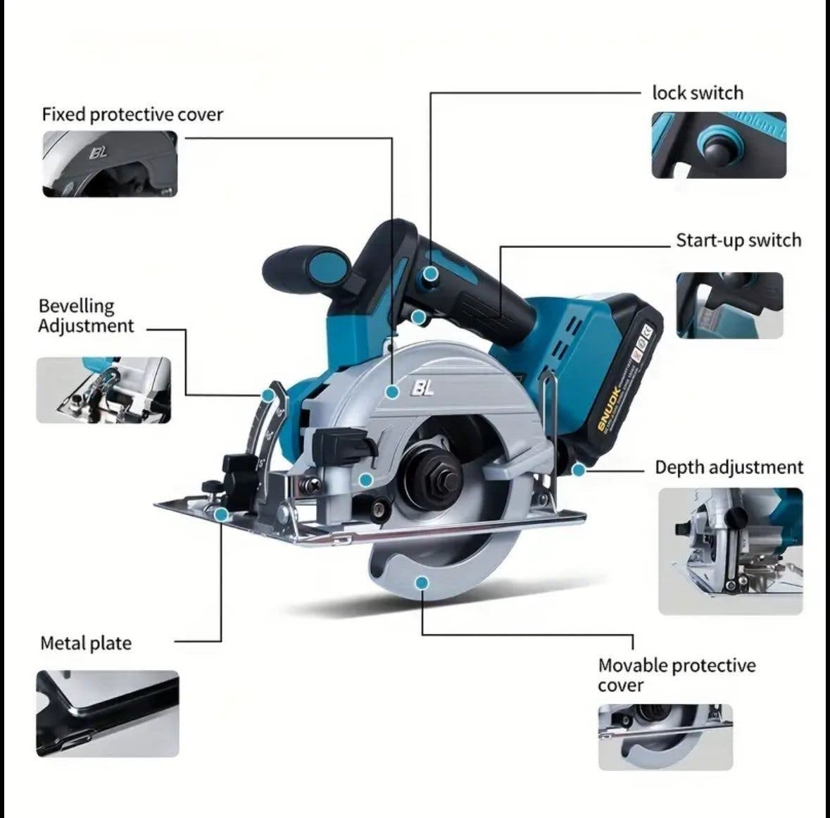 SNUOK cirkelsåg 18V 1000W borstlös
