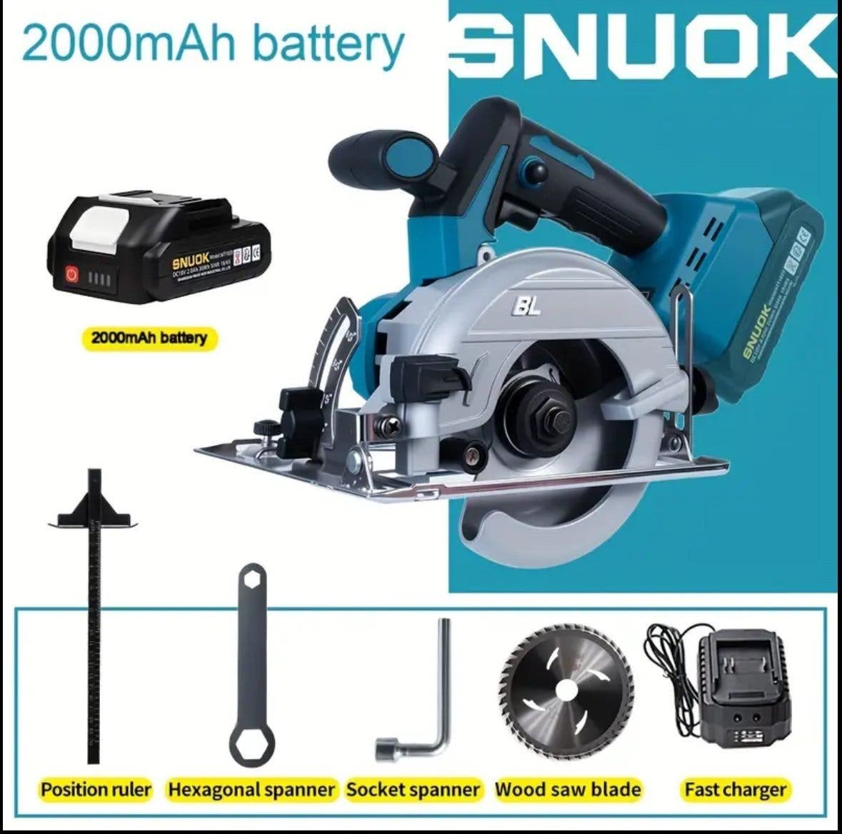 SNUOK cirkelsåg 18V 1000W borstlös