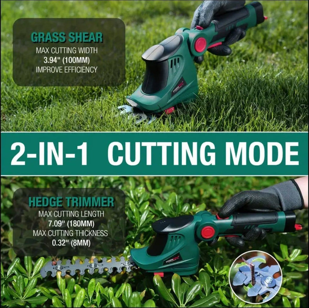 POSENPRO 2-i-1 grässax och häcksax 7,2V