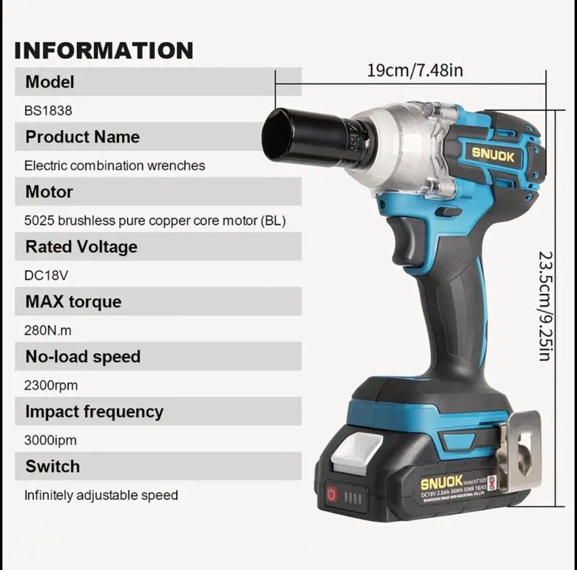 SNUOK mutterdragare 18V 280 Nm