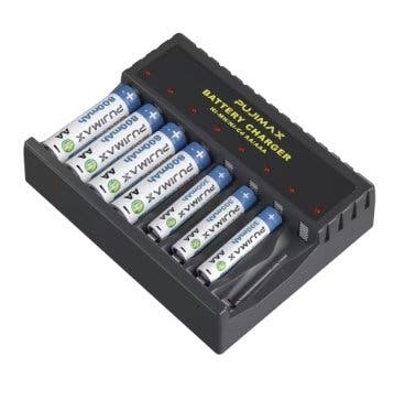Batteriladdare för AA/AAA med 8 fack