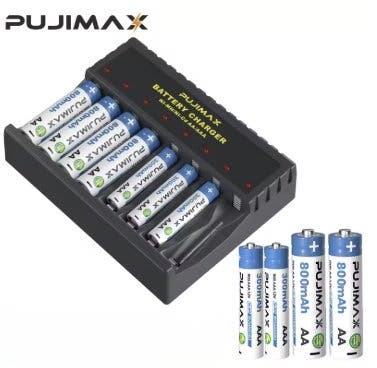 Batteriladdare för AA/AAA med 8 fack