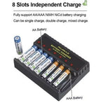Batteriladdare för AA/AAA med 8 fack