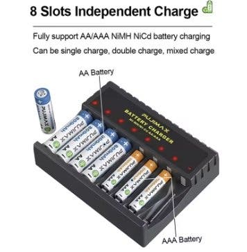 Batteriladdare för AA/AAA med 8 fack