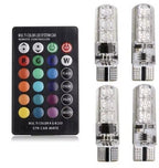 4-pack RGB LED-lampor för bil T10/W5W med fjärrkontroll, 12V