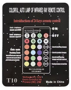 4-pack RGB LED-lampor för bil T10/W5W med fjärrkontroll, 12V