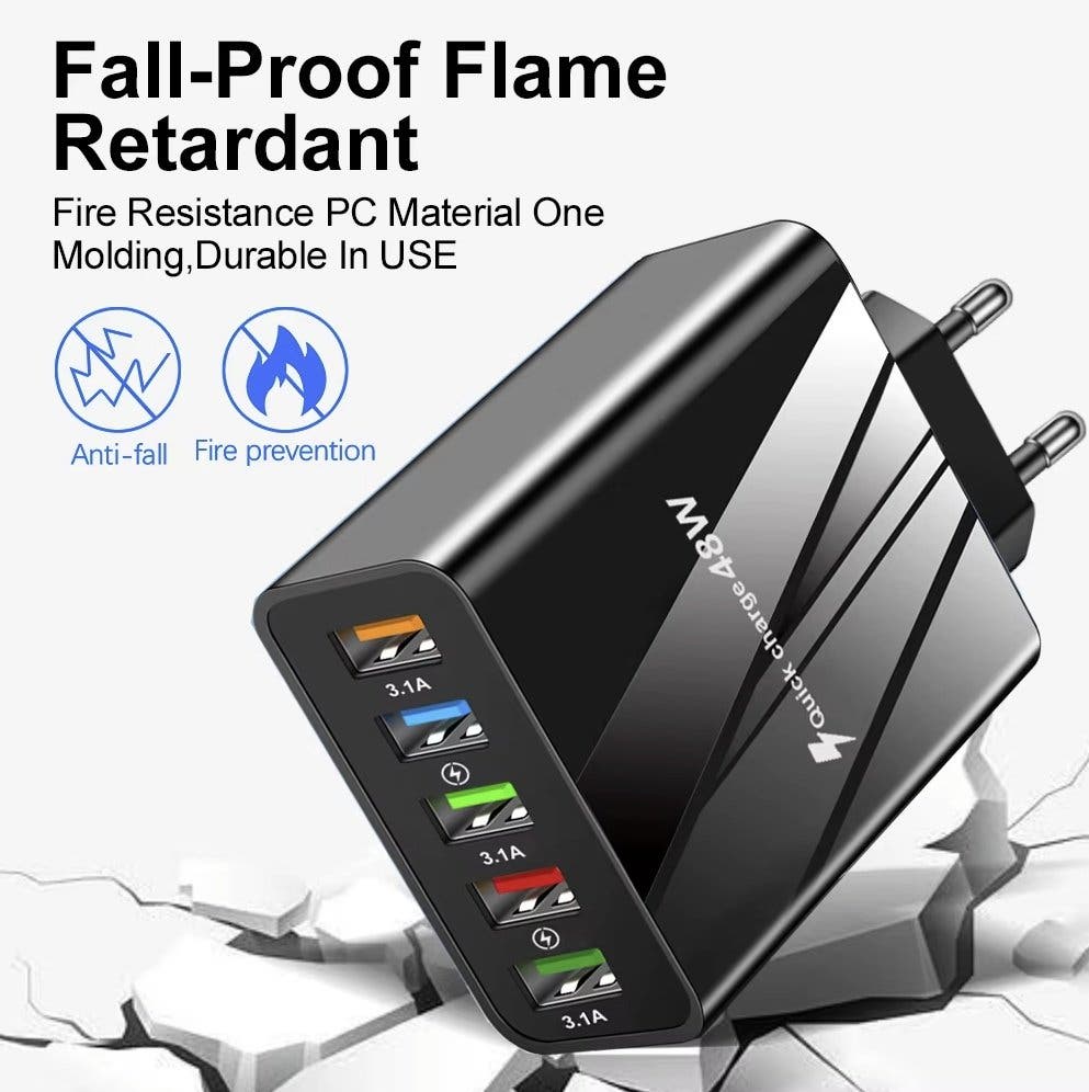 USB-laddare 48W 5 portar