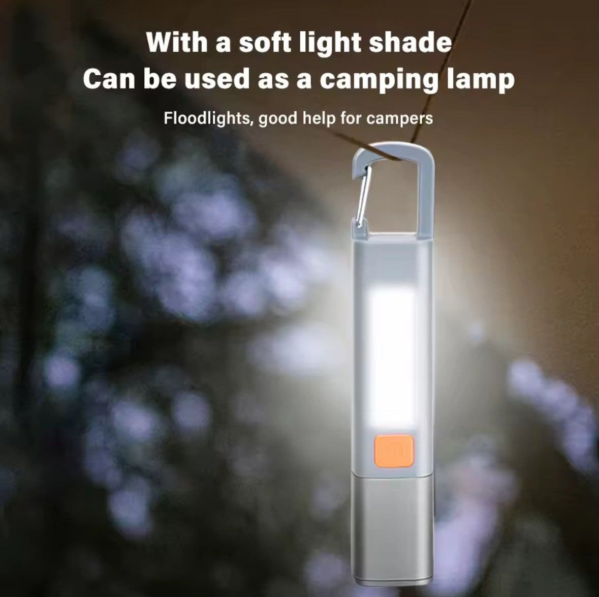 Uppladdningsbar LED-ficklampa med COB-sidoljus, zoom och krok