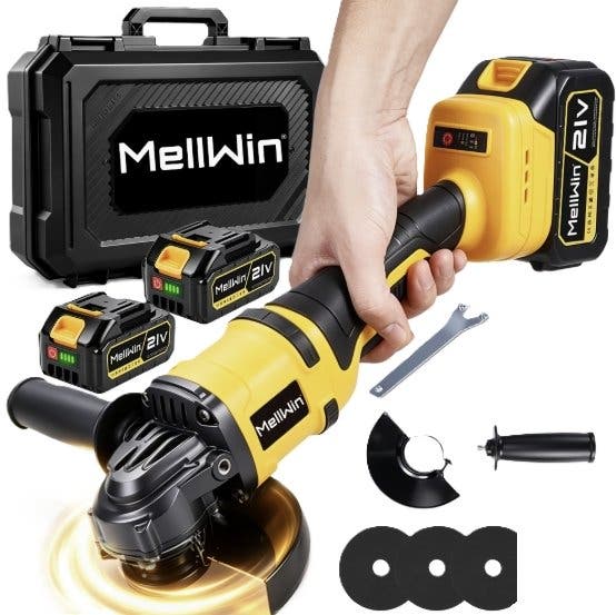 Vinkelslip 21V borstlös med 2 batterier