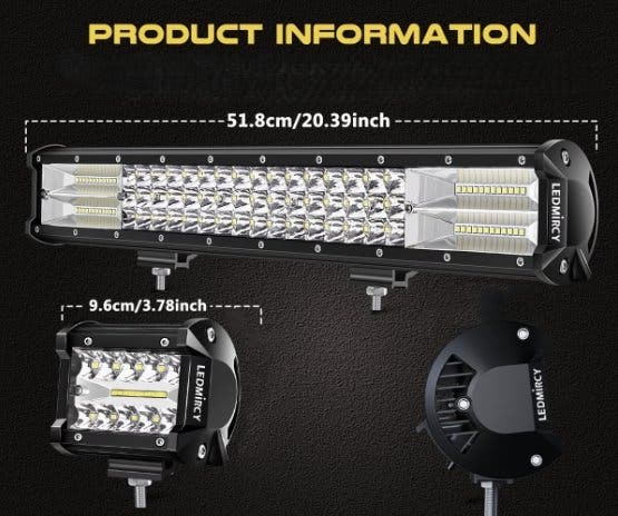 LED-ramp 20 tum med 2 st 4 tums LED-ljus