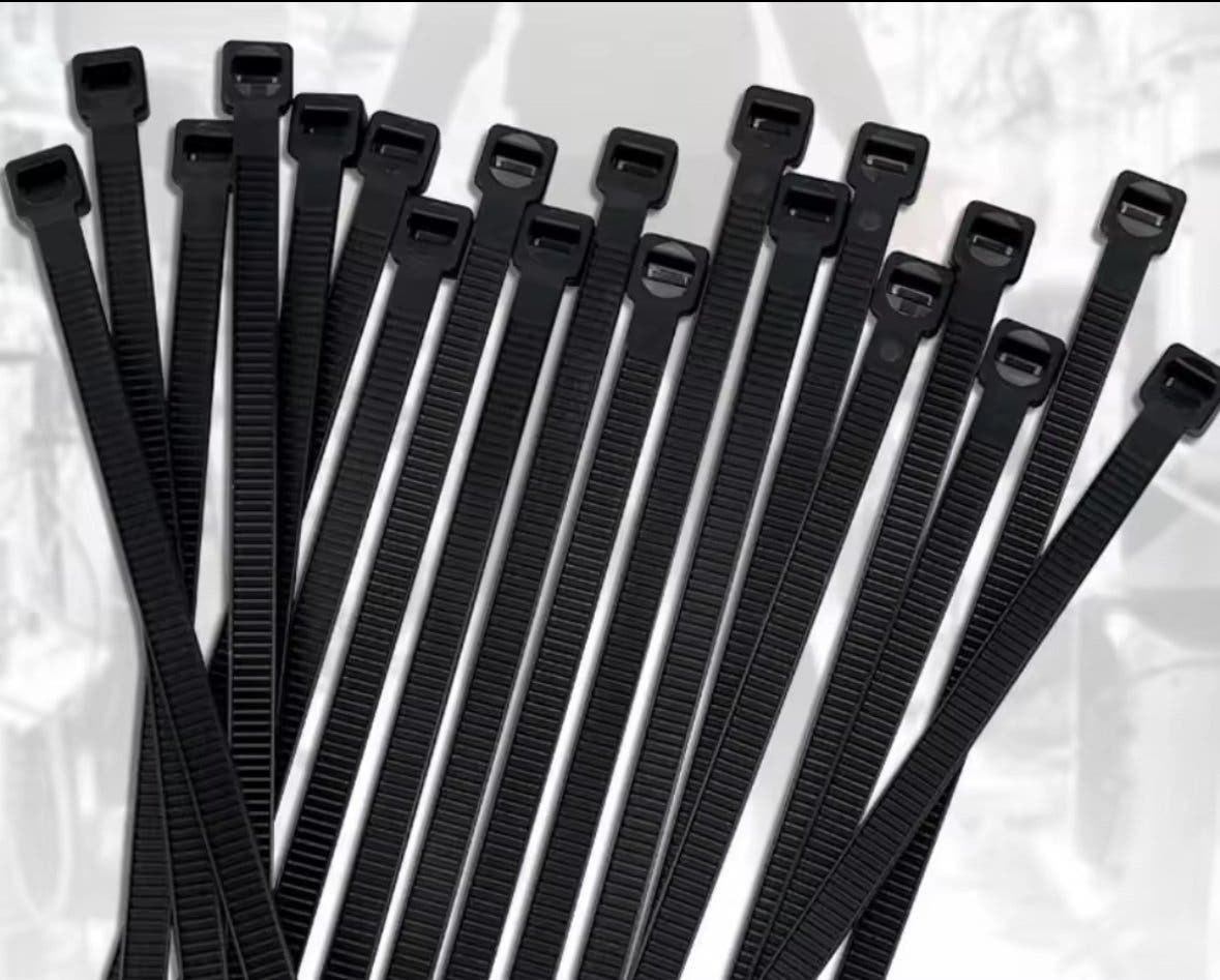 100 st svarta nylon buntband 4 × 200 mm
