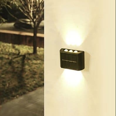 Solcellsdriven vägglampa med 6 LED, 2-pack