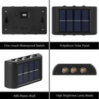 Solcellsdriven vägglampa med 6 LED, 2-pack