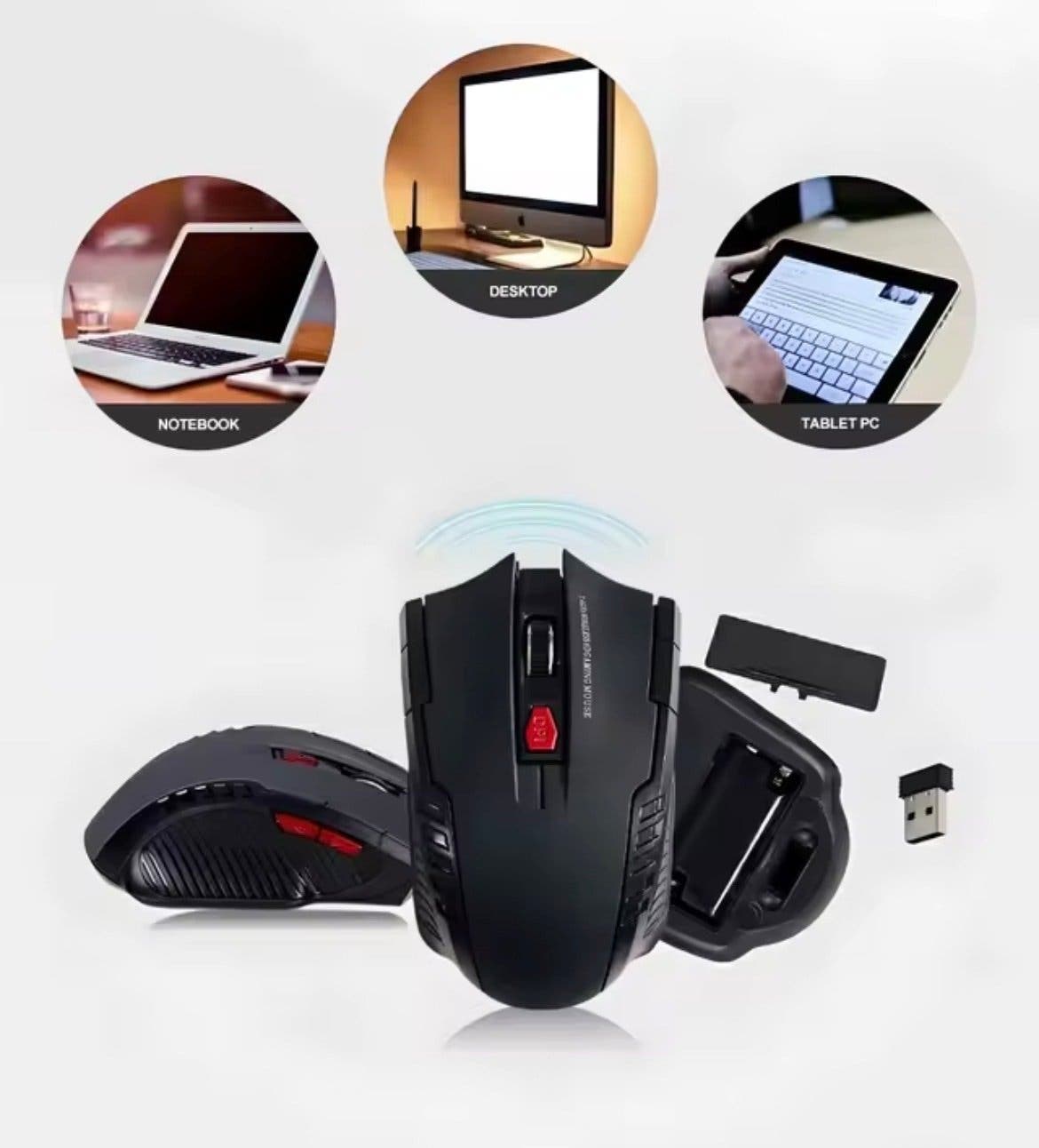 Trådlös optisk gamingmus 2,4 GHz med justerbar DPI