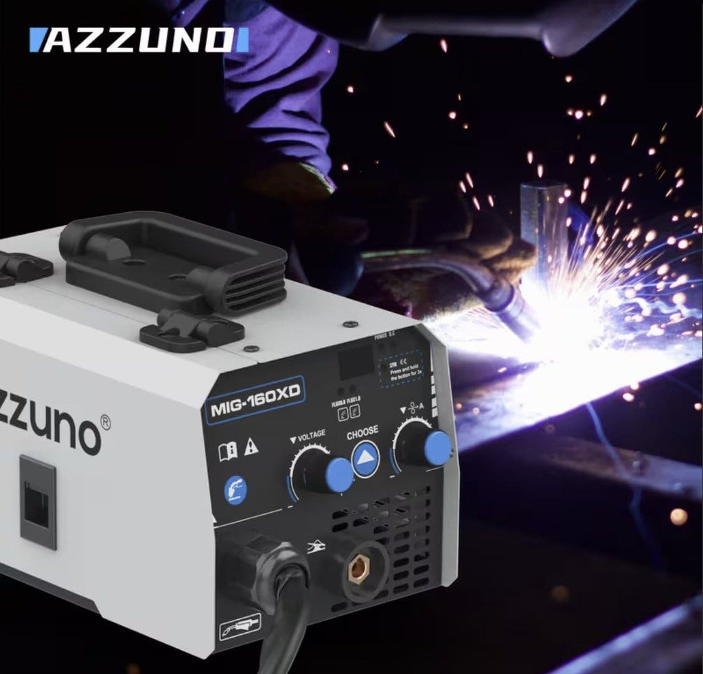 AZZUNO MIG-160XD gasfri MIG-svets 220 V – digital display, för flusskärnetråd