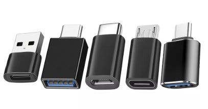 USB-adapterset 5 st, USB-C, USB-A och Micro-USB