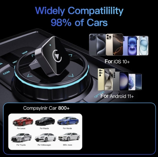 Trådlös CarPlay-adapter för iPhone – Plug & Play, Bluetooth 5.4
