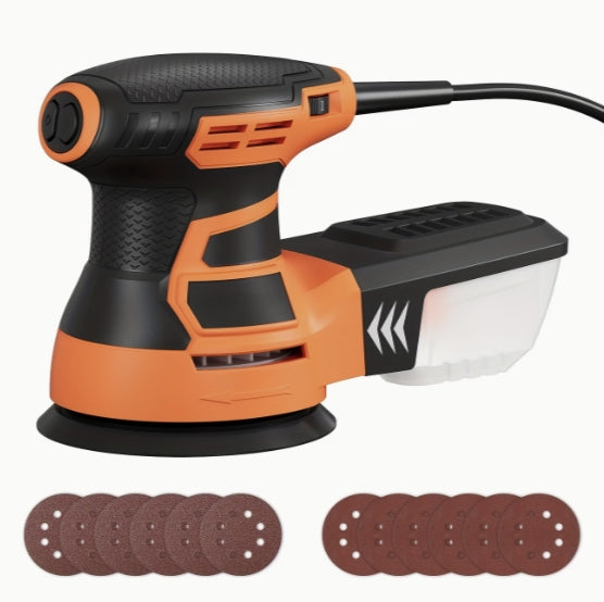 Excenterslip 350W 125 mm – 6 hastigheter med dammbox och 12 slippapper