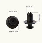 Plastclips till bil 100 st – svarta skruvclips med 15 mm huvud