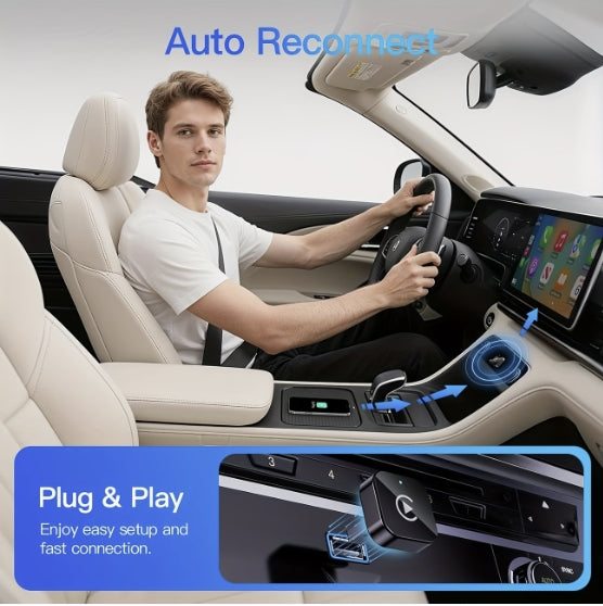 Trådlös CarPlay-adapter för iPhone – Plug & Play, Bluetooth 5.4