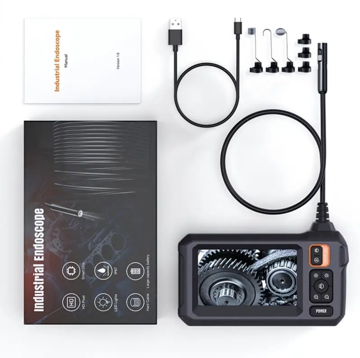 Industrikamera / Endoskopkamera 1080P IP67 – 4.3” Skärm & 5m Kabel