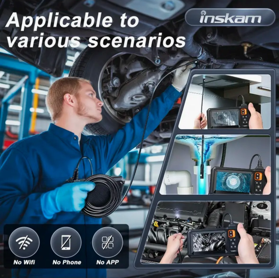 Industrikamera / Endoskopkamera 1080P IP67 – 4.3” Skärm & 5m Kabel