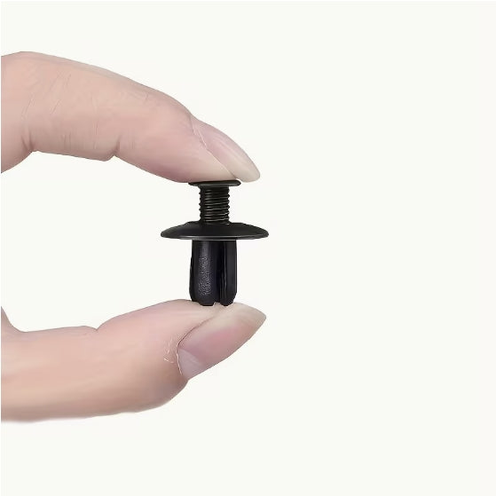 Plastclips till bil 100 st – svarta skruvclips med 15 mm huvud
