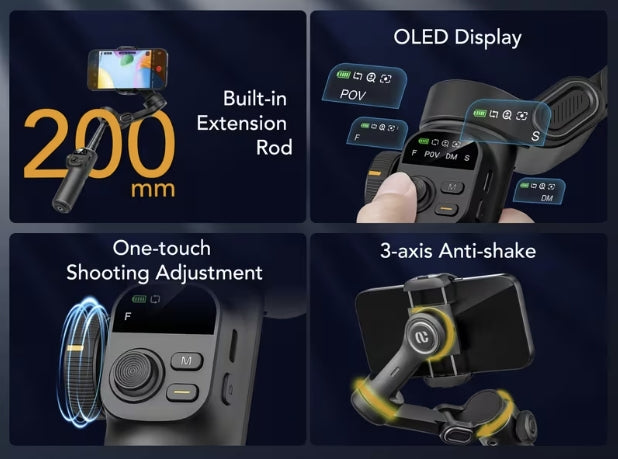 AOCHUAN Smart X2 mobilgimbal – 3-axlig stabilisering och OLED-display