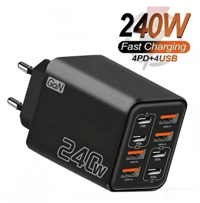 GaN-laddare 240W med 8 portar